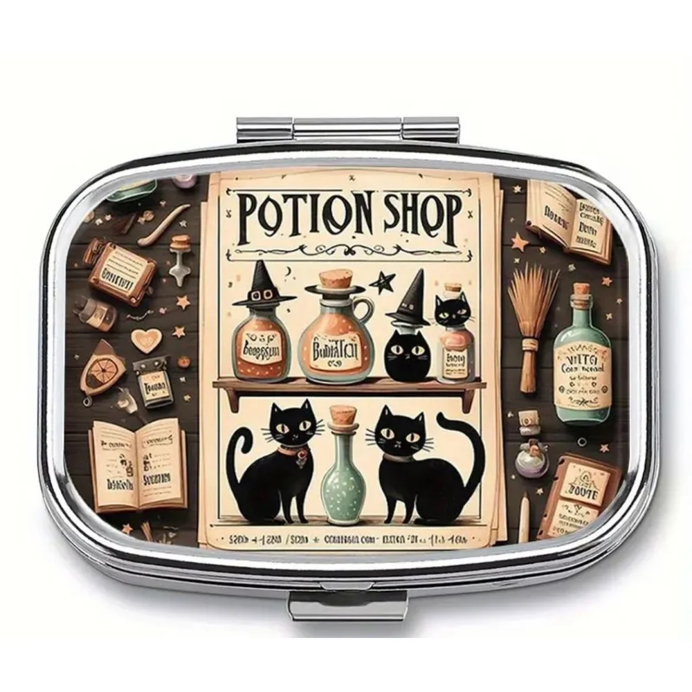 Pill Box Potion Shop Black Cat Witch Hat